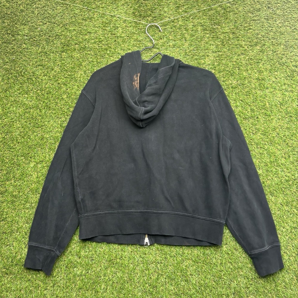 Polo Ralph Lauren Hoodie Womens Medium Sweatshirt Zip Up Pony y2k Cropped Black - Picture 2 of 13